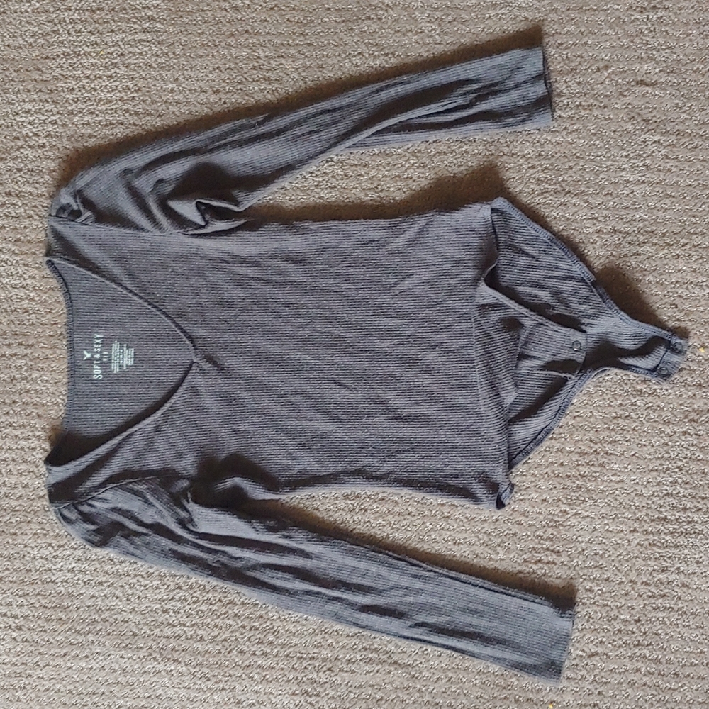American Eagle, M, Grey Long sleeve Bodysuit